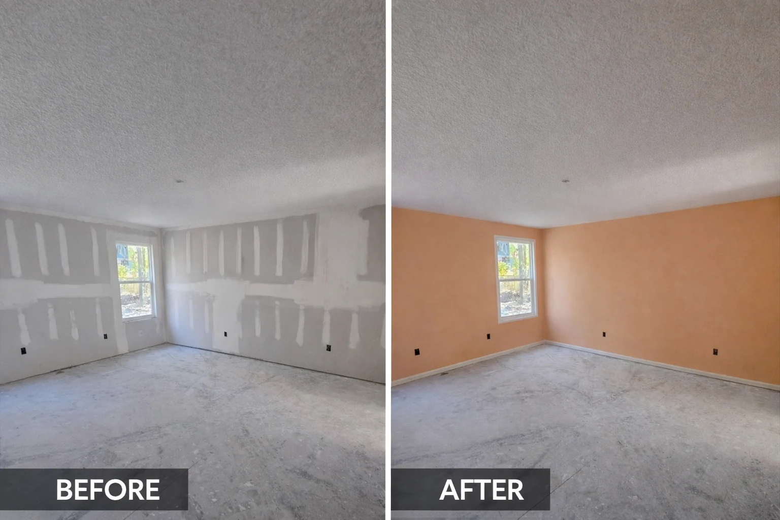 Before and after: Wall finishing and a warm new paint color.